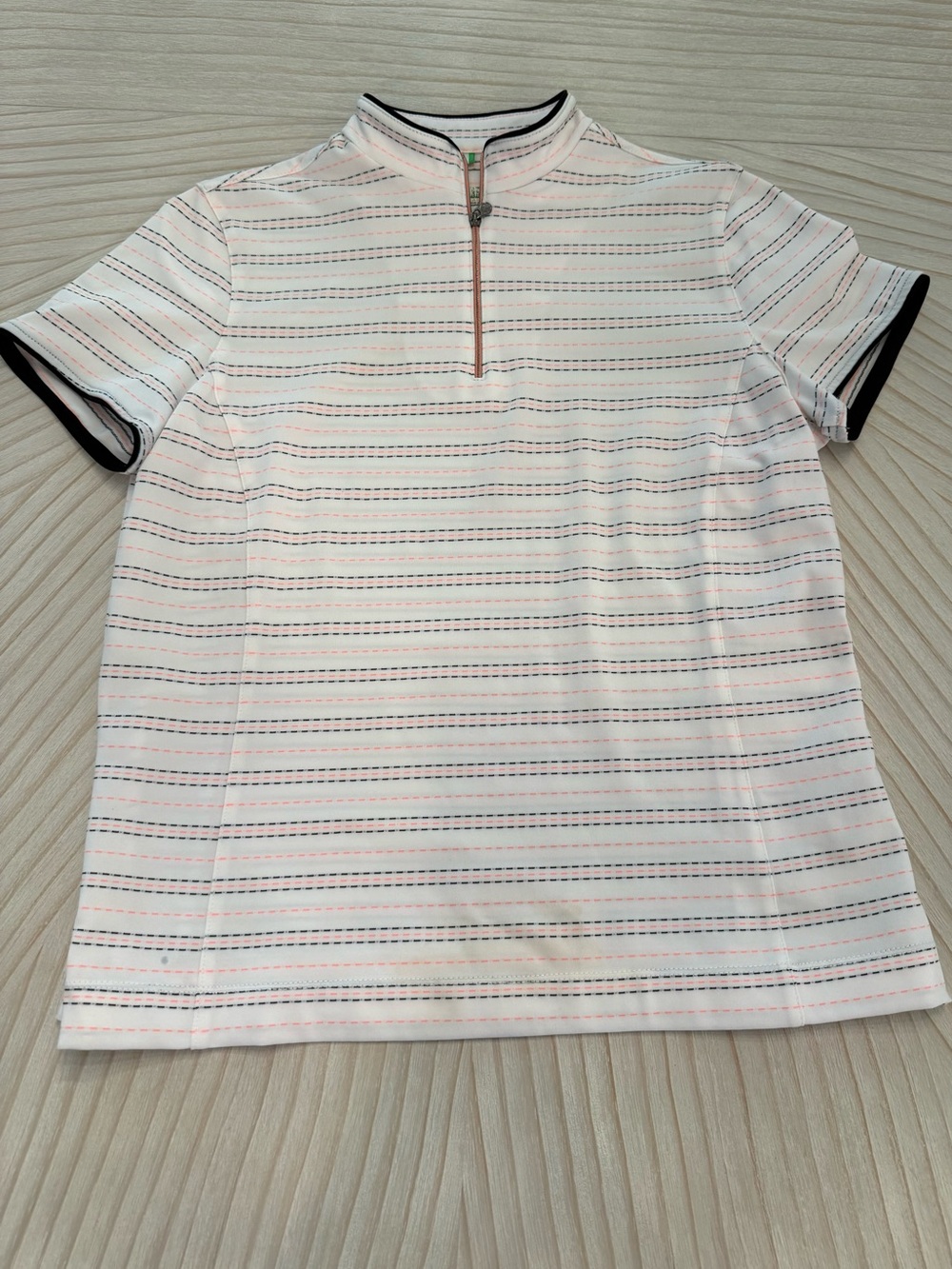 Tail Women's Short-Sleeve Zip Polo in White with Orange & Black Trim